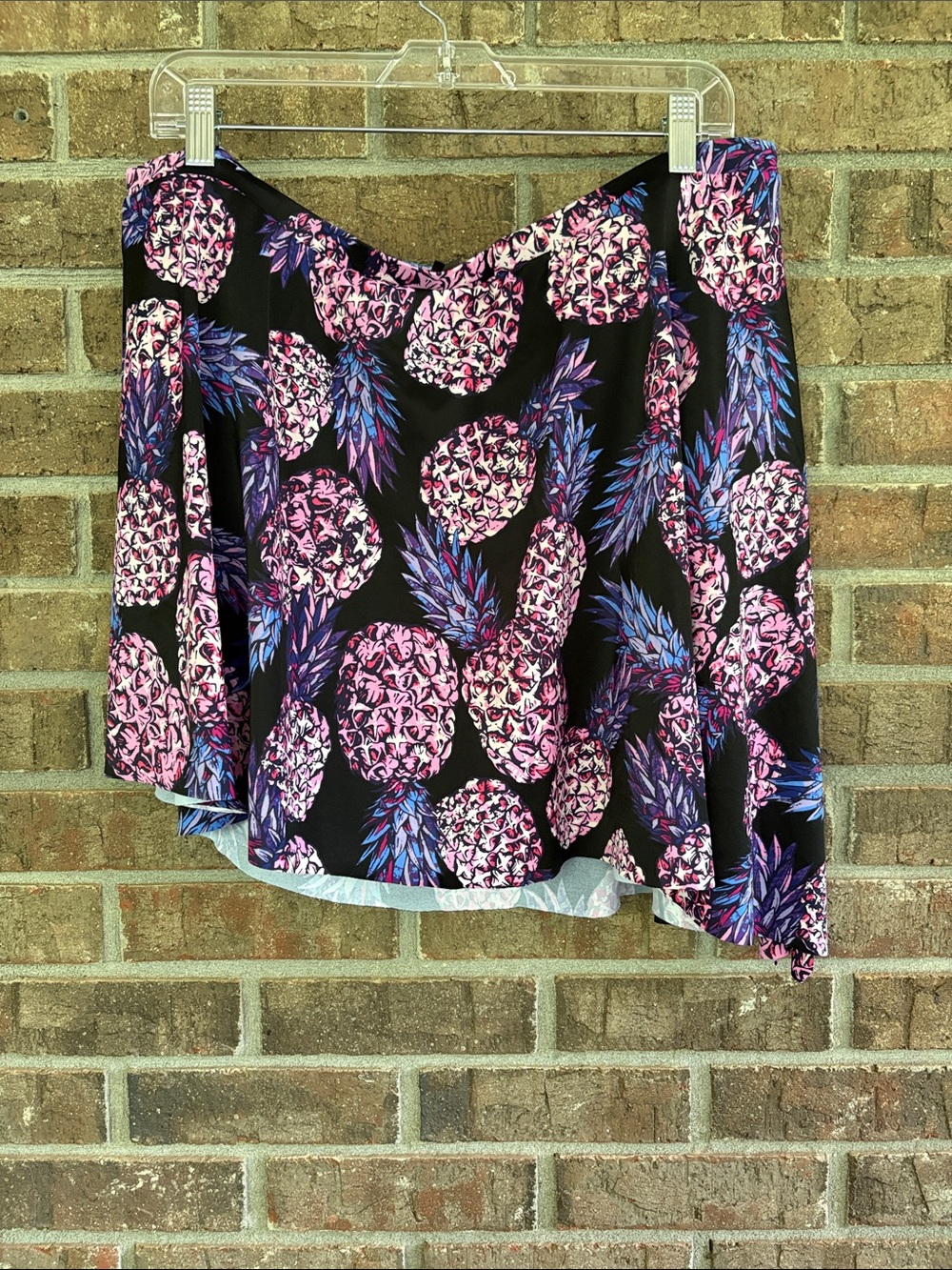 torrid Black Bikini Swim Skirt with Pink & Purple Pineapple Print